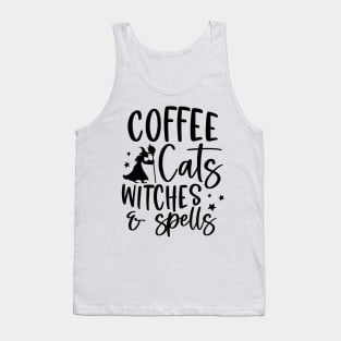 Coffee, Cats, Witches and Spells | Halloween Vibe Tank Top